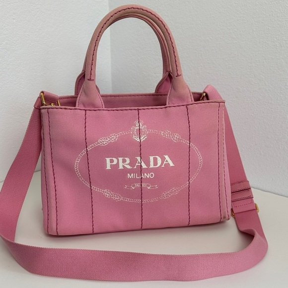 Prada Handbags - 💯Authentic Prada  Canapa Pink Tote Bag🍀
